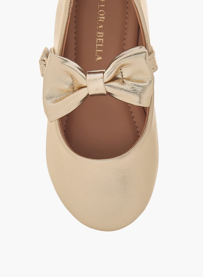 Flora Bella By Shoexpress Girls Bow Accented Mary Jane Shoes With Hook And Loop Closure  - Image 5