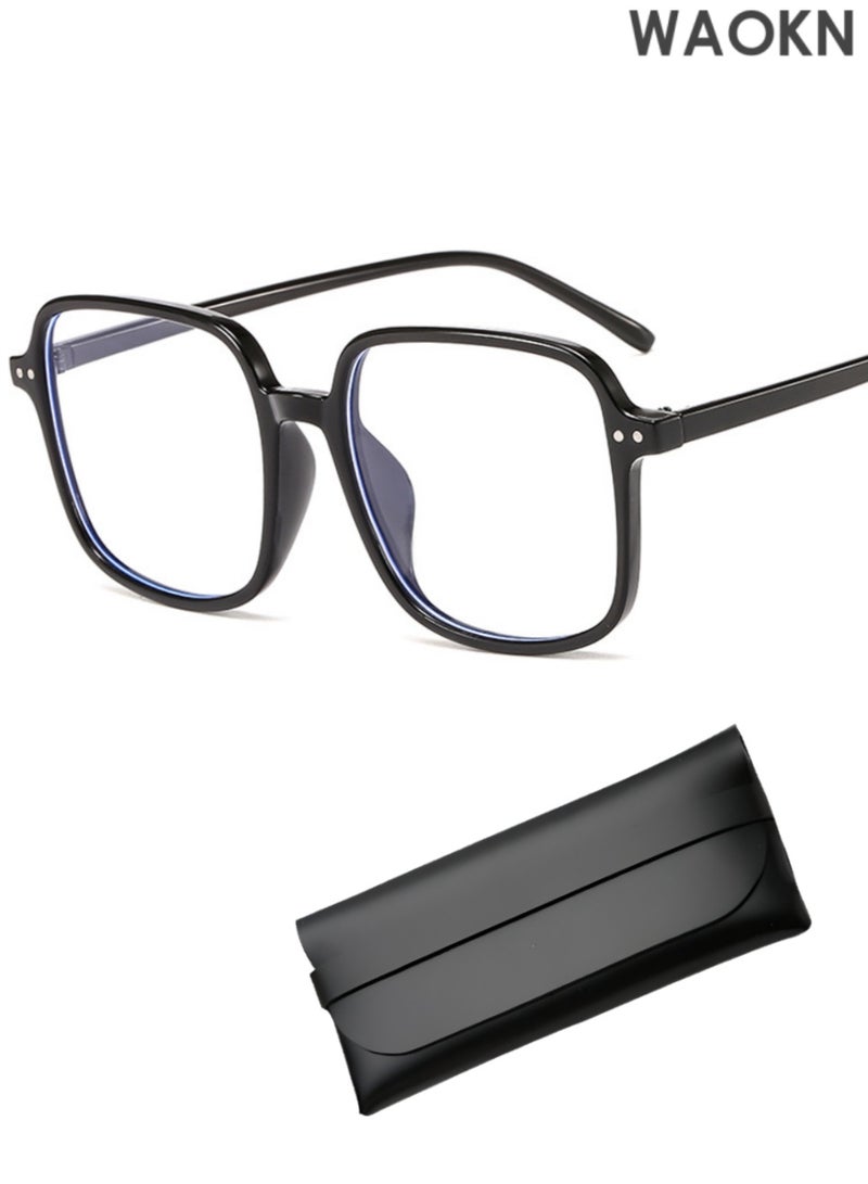 دبليو أيه أو كي أن نظارات قراءة كبيرة ومتينة، نظارات كمبيوتر مربعة كبيرة الحجم مضادة للضوء الأزرق، مضادة لإجهاد العين غير قابلة للكسر. نظارات قراءة مربعة كبيرة الحجم للنساء والرجال، إطار TR كبير يحجب الضوء الأزرق لقراء الكمبيوتر، نظارات مضادة للوهج. - Image 1
