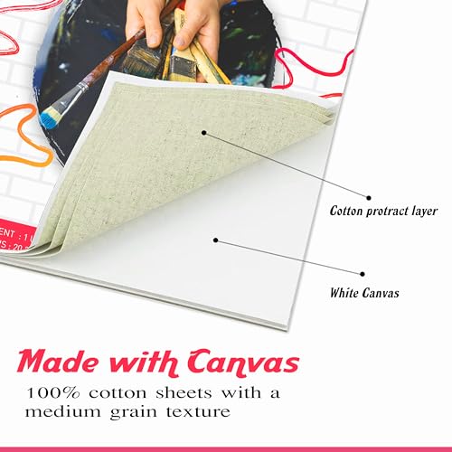 True Flair 100% Cotton Canvas Pad for Painting, 10 Sheets Pure White, Best for Acrylic & Oil Painting (8 x 10 inch) - Image 2