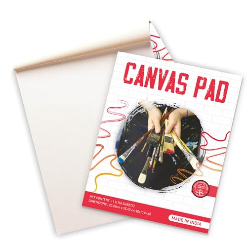 True Flair 100% Cotton Canvas Pad for Painting, 10 Sheets Pure White, Best for Acrylic & Oil Painting (8 x 10 inch) - Image 1