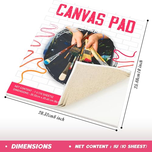 True Flair 100% Cotton Canvas Pad for Painting, 10 Sheets Pure White, Best for Acrylic & Oil Painting (8 x 10 inch) - Image 5