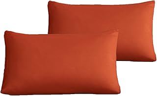 CLOTHKNOW Burnt Orange Queen Pillowcases Set of 2 Caramel Pillow Caes Rust Pillowcases Standard Caramel Pillow Shams - Image 1