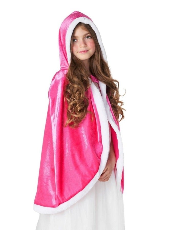 GGEROU Girls Princess Costumes Cloak Hooded Cape for Princess Dress Up Party Cosplay Outfit Pink - Image 2