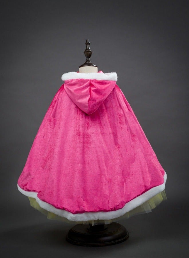 GGEROU Girls Princess Costumes Cloak Hooded Cape for Princess Dress Up Party Cosplay Outfit Pink - Image 5