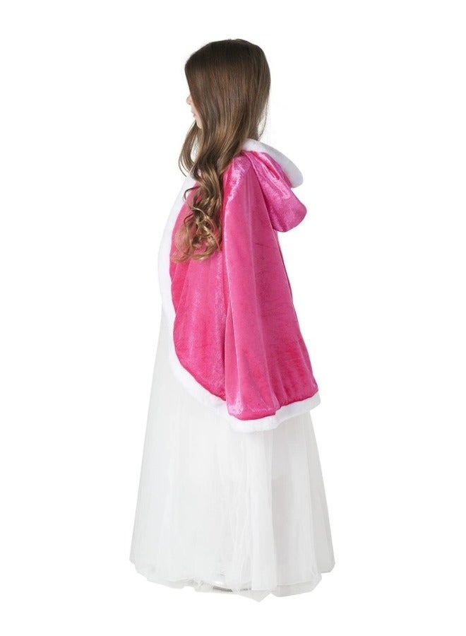 GGEROU Girls Princess Costumes Cloak Hooded Cape for Princess Dress Up Party Cosplay Outfit Pink - Image 3