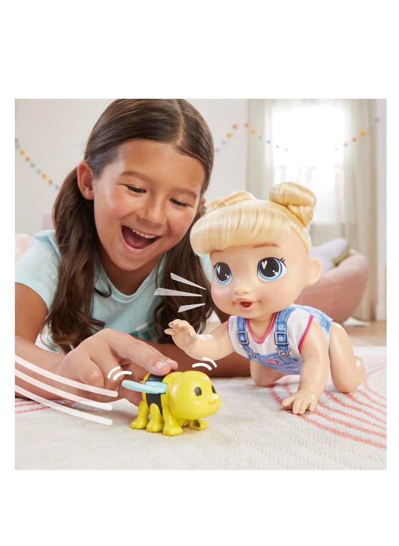 Baby Alive - Baby Alive Crawl 'n Play Harper Hugs Electronic Crawling Baby Doll Set, Blonde Hair, Kids Toys for Girls; Boys 3 Years; Up, 10.75 Inches/27 cm - Image 1