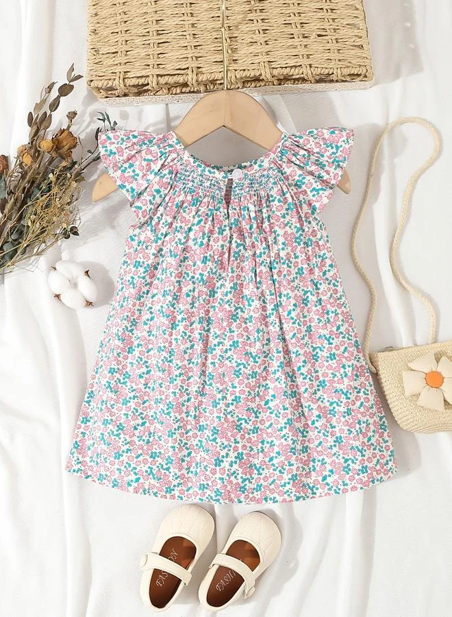 تايك تو Take Two Girls Floral Print Smocking Detail Dress