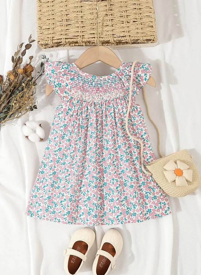 تايك تو Take Two Girls Floral Print Smocking Detail Dress