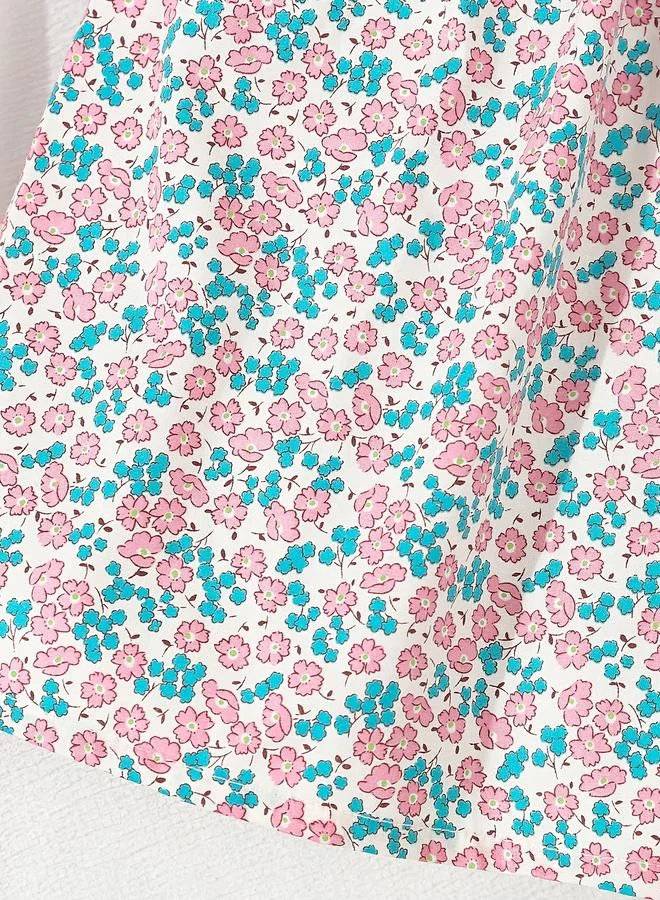 Take Two Take Two Girls Floral Print Smocking Detail Dress