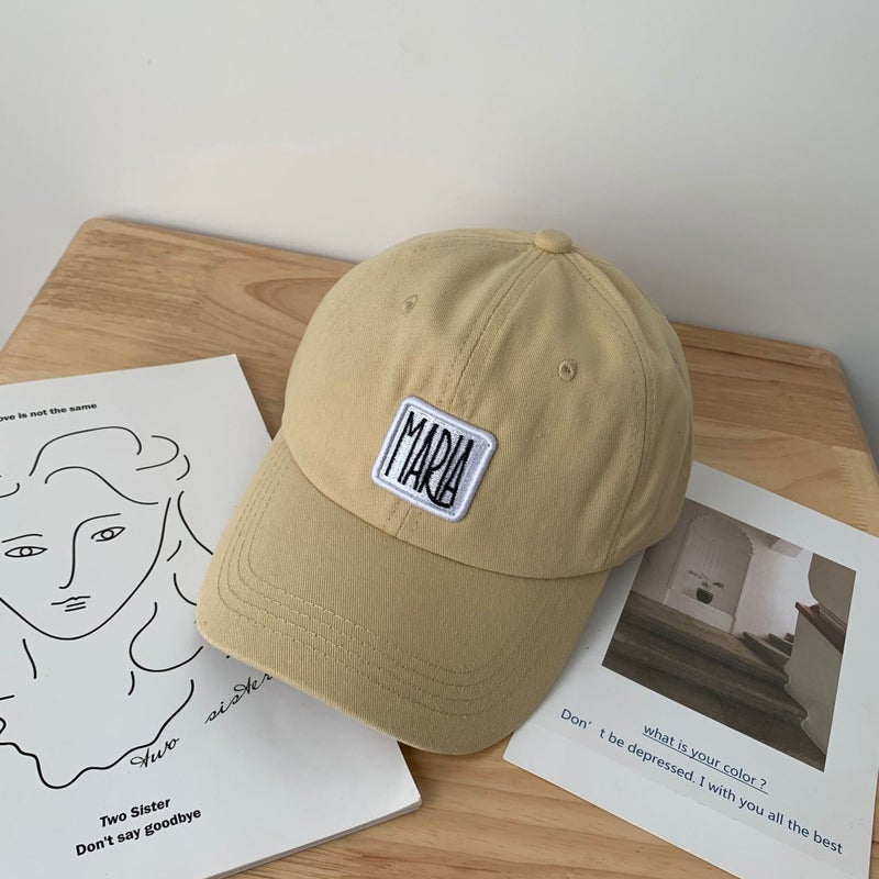 Trendy Korean Version Casual Versatile Womens Japanese Style Embroidered Duckbill Cap Soft Top Baseball Cap Breathable Hat MA light khaki 
