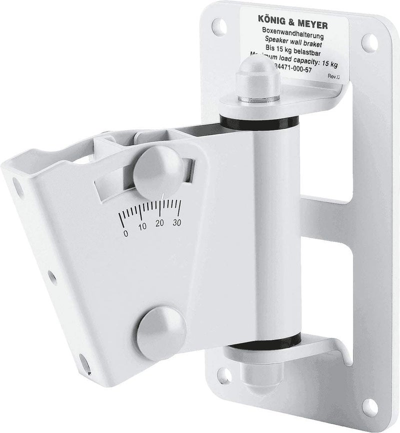 KM K&M König & Meyer 24471.000.57 Speaker Wall Mount | Surround Sound Wireless Home Theater | Single Speaker Bracket | Adjustable Swivel and Tilt | Multipurpose Holds Up to 33 lbs | German Made | White - Image 4