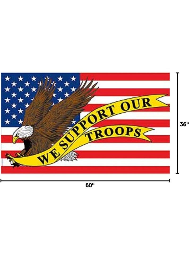 FindingKing We Support Our Troops Flag with Grommets 3ft x 5ft  - Image 2