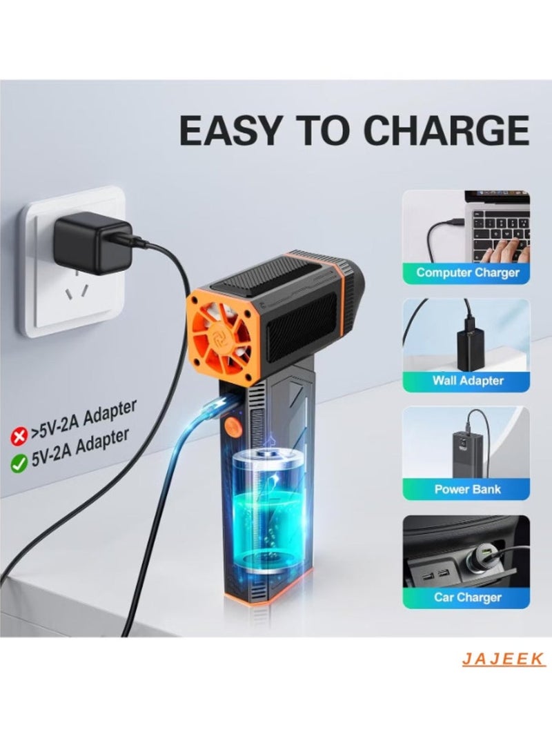 JAJEEK Compressed Air Duster Turbo Fan – 130,000 RPM Super Powerful Electric Air Duster, Rechargeable Cordless Air Blower for Computer, Electronic Keyboard, PC, Car Cleaning, and More (Refillable) - Image 2