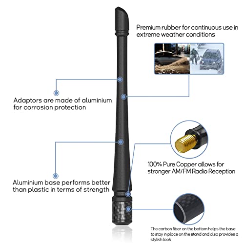 POSAID 7inch Antenna for Jeep Wrangler JK JT JL JLU JKU Sahara Rubicon Sport 2007-2023, Fexible Antenna Replacement for Jeep Gladiator Design Optimized FM/AM Reception - Image 4