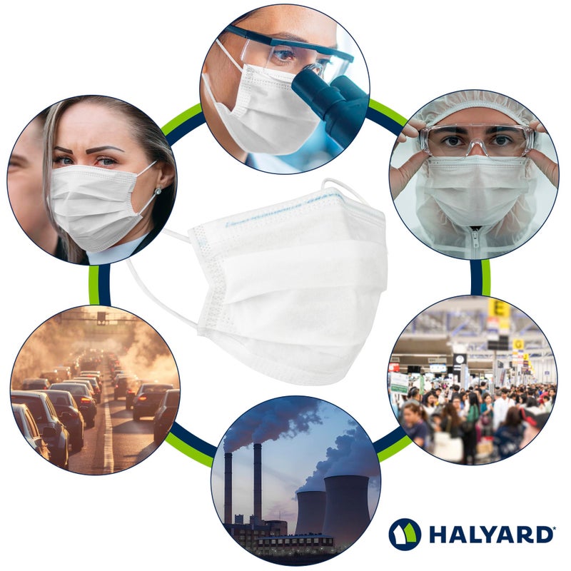 HALYARD قناع إجراء قابل للتصرف HALYARD FLUIDSHIELD 1 خالي من الضباب، مع بطانة SO SOFT وحلقات أذن SO SOFT، تصميم مطوي، أبيض، 41802 (علبة من 50)  - Image 4