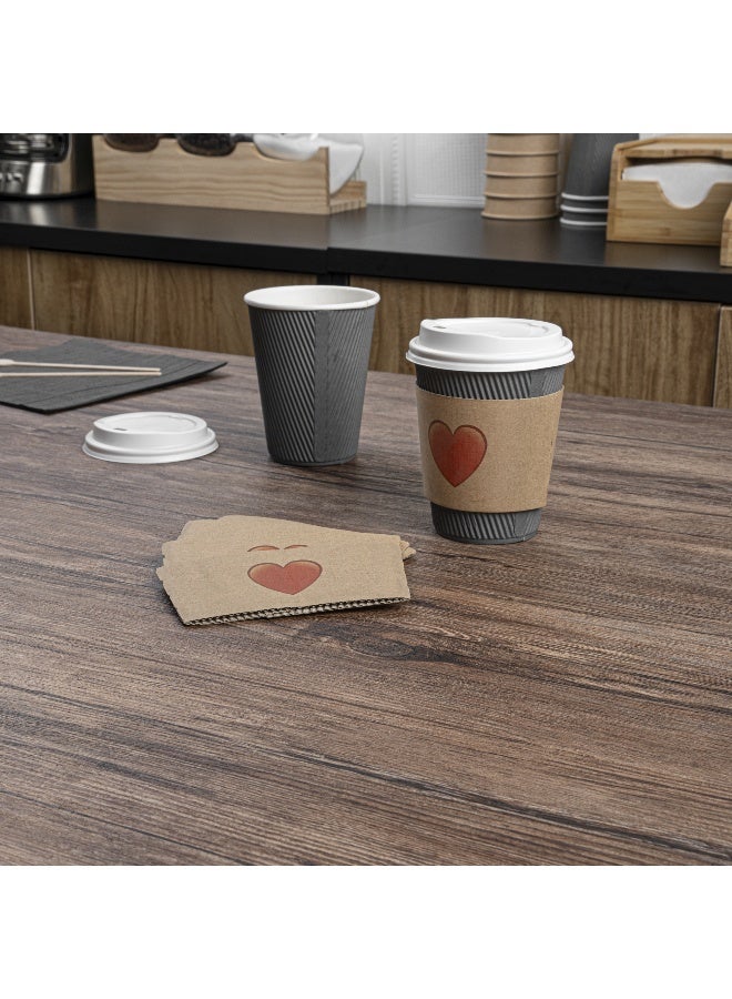 Restaurantware أكمام فقط: أكمام أكواب القهوة Restpresso بحجم 5.1 × 2.8 بوصة، 1000 أكمام أكواب ساخنة مضلعة - رمز القلب، مقاومة للحرارة، أكمام قهوة ورقية قابلة للتخلص، قبضة آمنة - Image 3