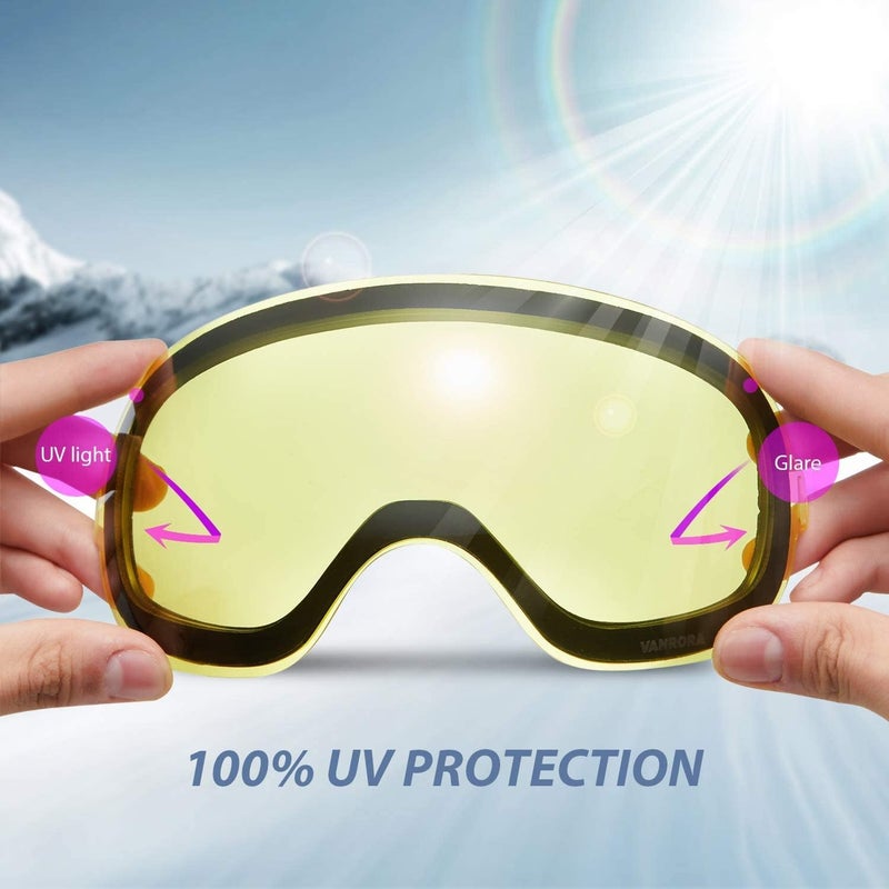 VANRORA X-Mag Ski Goggles Replacement Lens, Extra Snowboard Goggles Lens, Anti-Fog & 100% UV Protection - Image 5