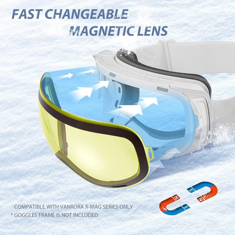VANRORA X-Mag Ski Goggles Replacement Lens, Extra Snowboard Goggles Lens, Anti-Fog & 100% UV Protection - Image 4