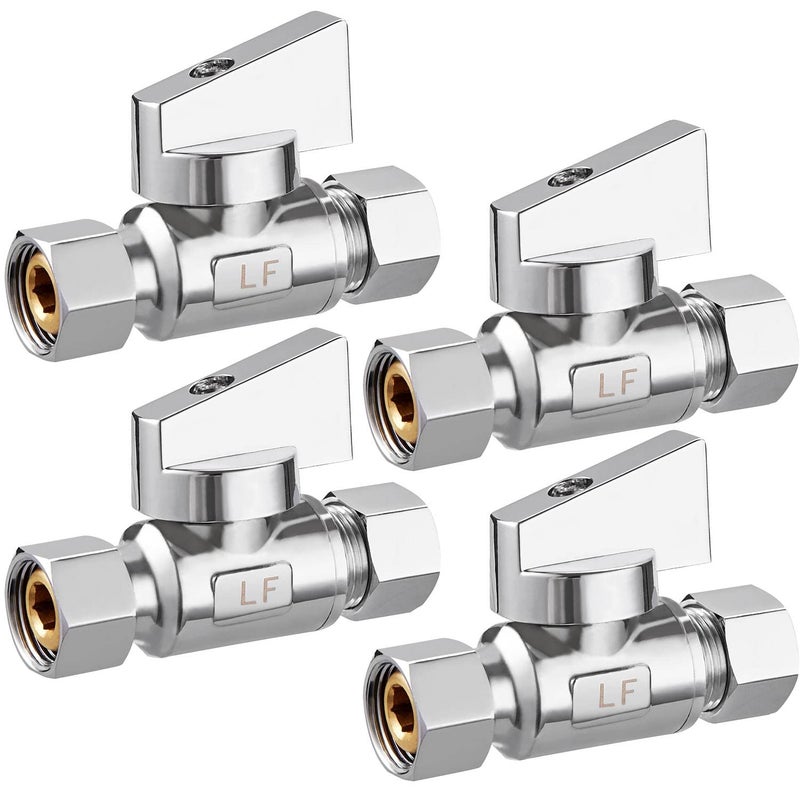 Minimprover 4 Pack Premium Chrome Brass 38 Comp FIP x 38 Inch Compression MIP Quarter Turn Water Straight Angle Stop Add on Valve