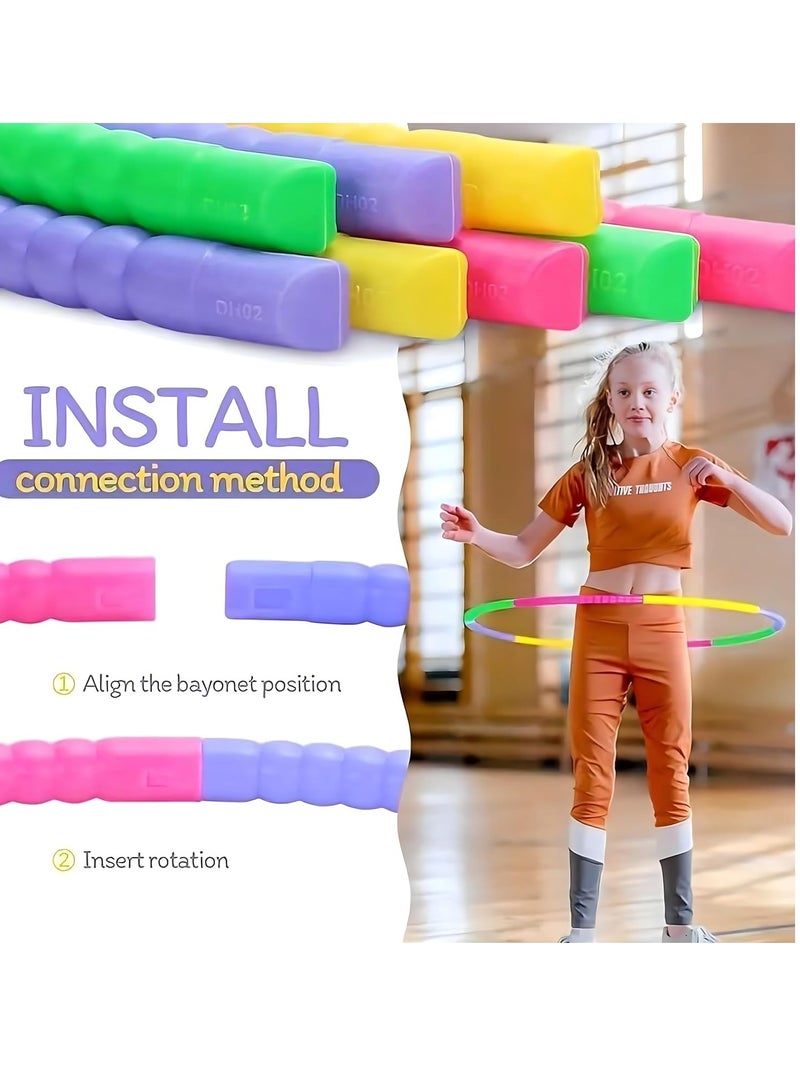 MAGIC VAULT Kids Exercise Hula Hoops, Detachable Adjustable Size Weight Kids Colorful Hoops Ring - Snap Together Detachable Adjustable Weight Size Plastic Hoops - Kids Hula Rings for Sports Playing- 79cm - Image 2