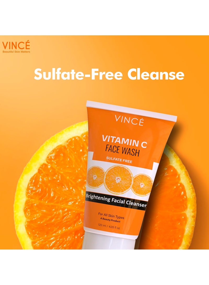 VINCE Vitamin C Face Wash - Pack of 3 – Deep Cleanses, Brightens and Moisturizes Skin – Fades Dark Spots & Blemishes – Removes Dirt, Impurities and Reveals Even-Toned, Radiant Skin – 120ml Each - Image 2