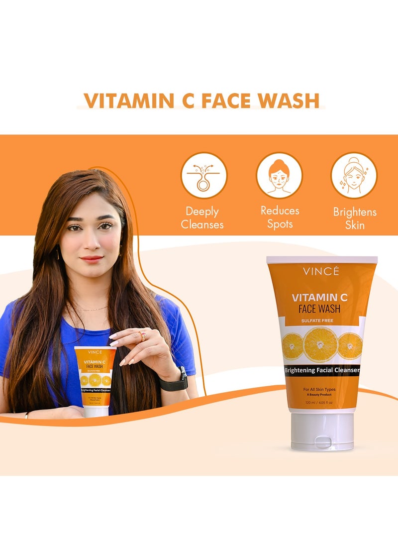 VINCE Vitamin C Face Wash - Pack of 3 – Deep Cleanses, Brightens and Moisturizes Skin – Fades Dark Spots & Blemishes – Removes Dirt, Impurities and Reveals Even-Toned, Radiant Skin – 120ml Each - Image 3