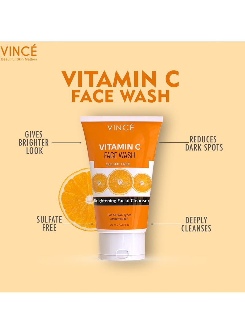 VINCE Vitamin C Face Wash - Pack of 3 – Deep Cleanses, Brightens and Moisturizes Skin – Fades Dark Spots & Blemishes – Removes Dirt, Impurities and Reveals Even-Toned, Radiant Skin – 120ml Each - Image 4