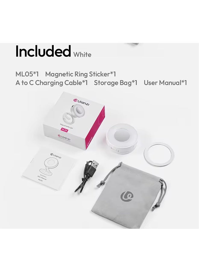 Ulanzi ML05 MagLock Fill Light Bi-color Video Light Desktop Stand for iPhone 17 16 15 IOS Android for Vlog Livestreaming 1 sold - Image 1