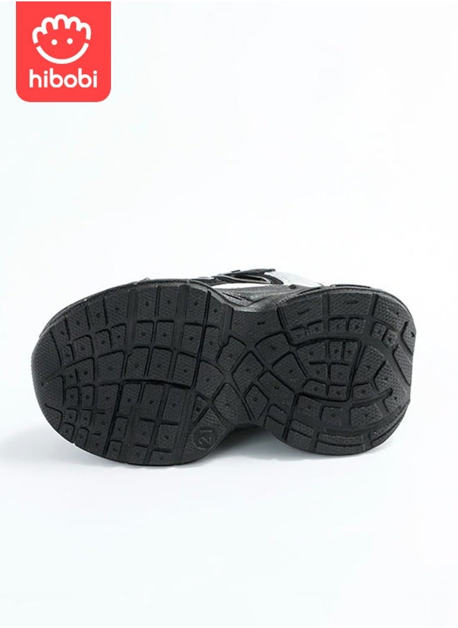 hibobi - Children's Sports Shoes Breathable Mesh Low-top Swivel Buckle Heightening Running Shoes Suitable for Boys and Girls - Black - Image 1
