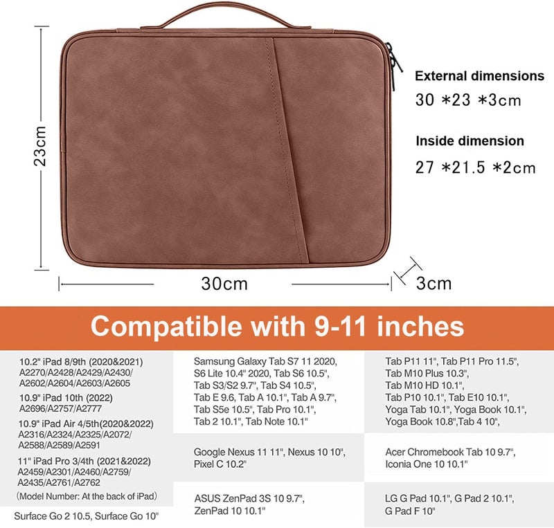 Moca حافظة جهاز لوحي مقاس 9.7 بوصة آيباد / 10.9 بوصة آيباد الجديد / 11 بوصة آيباد برو / 10.2 بوصة آيباد / 10.9 بوصة آيباد إير، حقيبة واقية لجالاكسي تاب A8 مقاس 10.5 بوصة، تناسب لوحة المفاتيح الذكية من آبل، سوداء (بنية) - Image 2