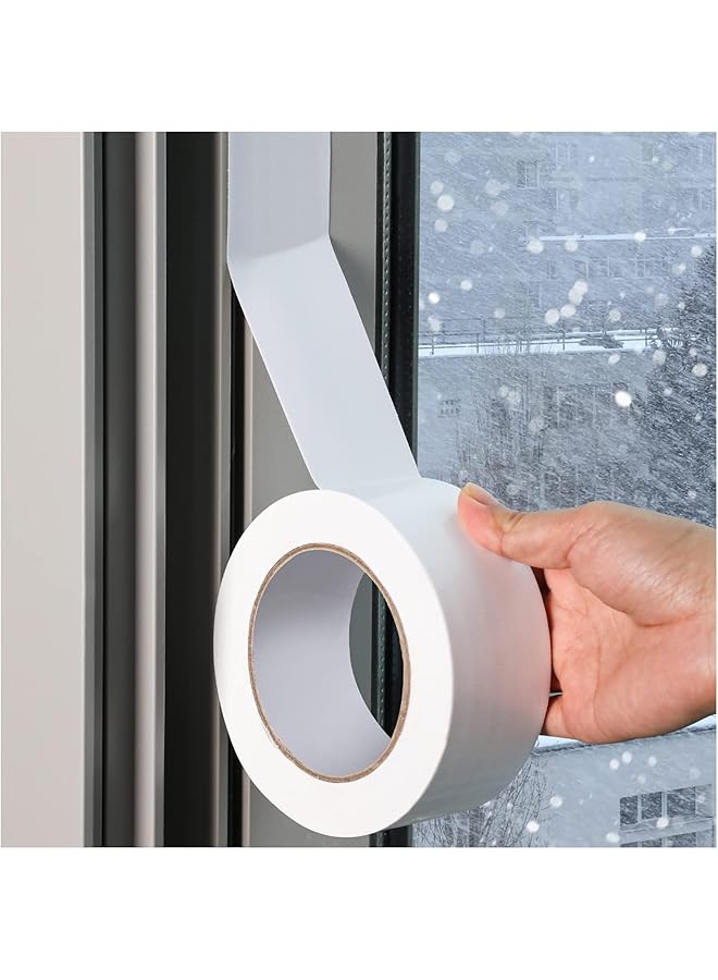 PROMASS Window Weather Sealing Tape, White Window Insulation Tape, 5cm Wide X 20m Long, Cold Window Sealing Tape, Plastic Window Shrink Film Tape. - Image 1