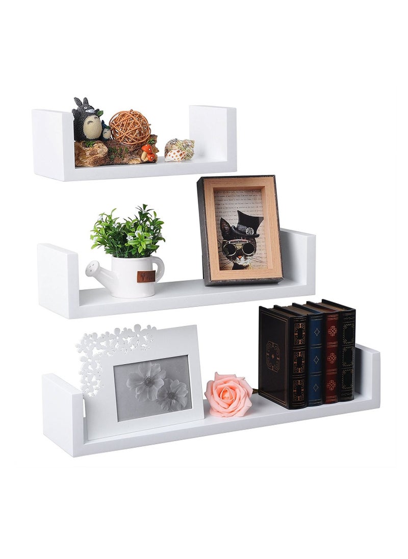 3-Piece Wall Mounted Floating Shelves - White