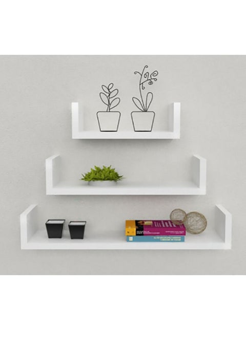 3-Piece Wall Mounted Floating Shelves - White
