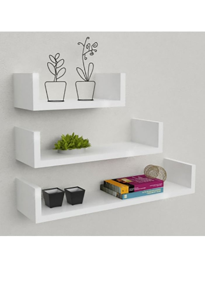 3-Piece Wall Mounted Floating Shelves - White