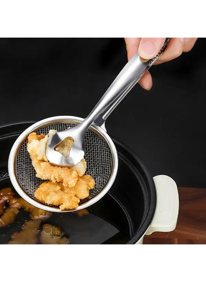 2Pcs Silvery Stainless Steel Strainer Tongs Multi Functional Kitchen Tool For Frying Draining And Serving Food Durable Easy To Clean Perfect For Home Cooking - Image 2