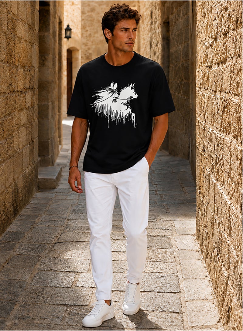 Hero Basic Oversized Faris Print T-Shirt