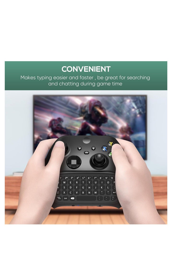 Keyboard Compatible with Xbox Series X/S/Xbox One/One S Controller,2.4G USB Gamepad keyboard with Headset Jack and 3.5mm Audio Jack,QWERTY Keyboard Mini Digital Keyboard- Black