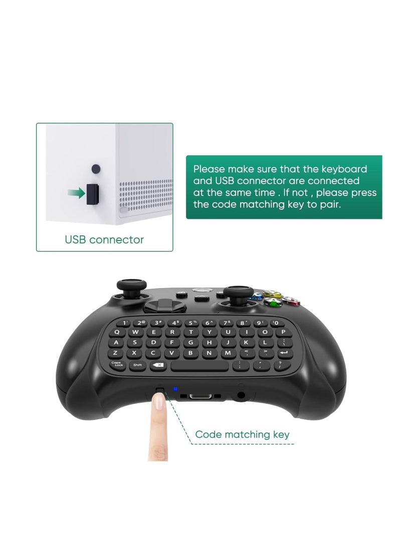 Keyboard Compatible with Xbox Series X/S/Xbox One/One S Controller,2.4G USB Gamepad keyboard with Headset Jack and 3.5mm Audio Jack,QWERTY Keyboard Mini Digital Keyboard- Black