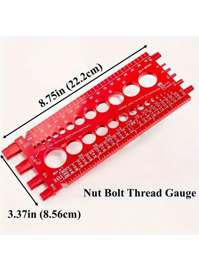 Red Plastic Bolt Nut Thread Gauge Checker With Inch Centimeter Ruler - Image 5