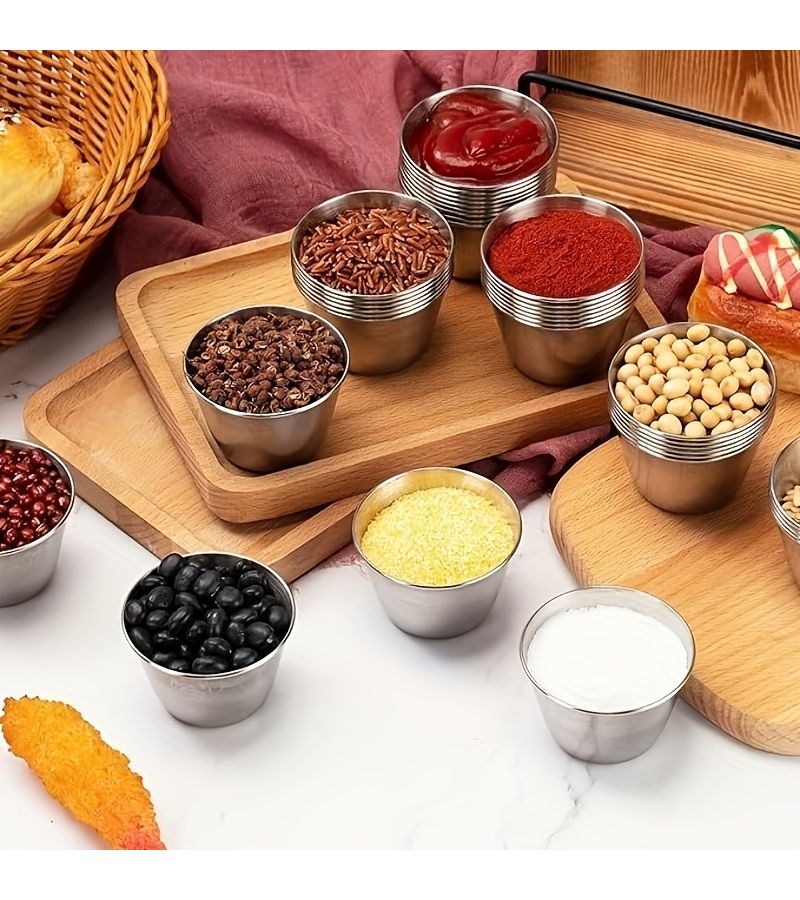 Stainless Steel Dipping Sauce Cups 6 Pack 2.5 Oz Reusable Metal Plates - Image 5
