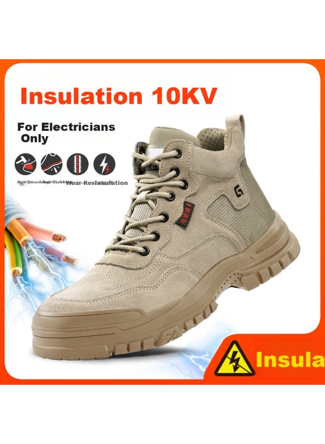 Jingtu أحذية أمان للرجال، عالية الساق، معزولة 10Kv، كهربائي، مضادة للكسر، مضادة للثقب، أحذية أمان وظيفية E3087-J 41 - Image 5