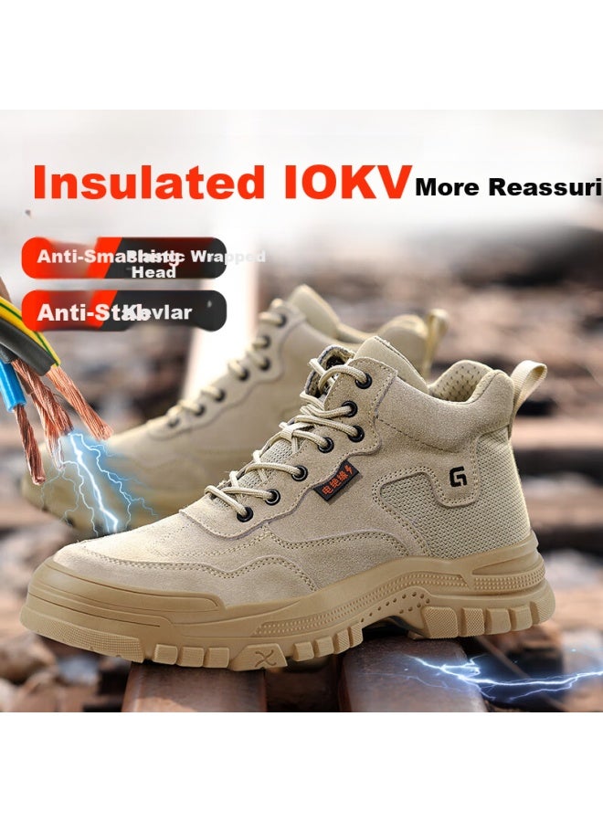 Jingtu أحذية أمان للرجال، عالية الساق، معزولة 10Kv، كهربائي، مضادة للكسر، مضادة للثقب، أحذية أمان وظيفية E3087-J 41 - Image 4