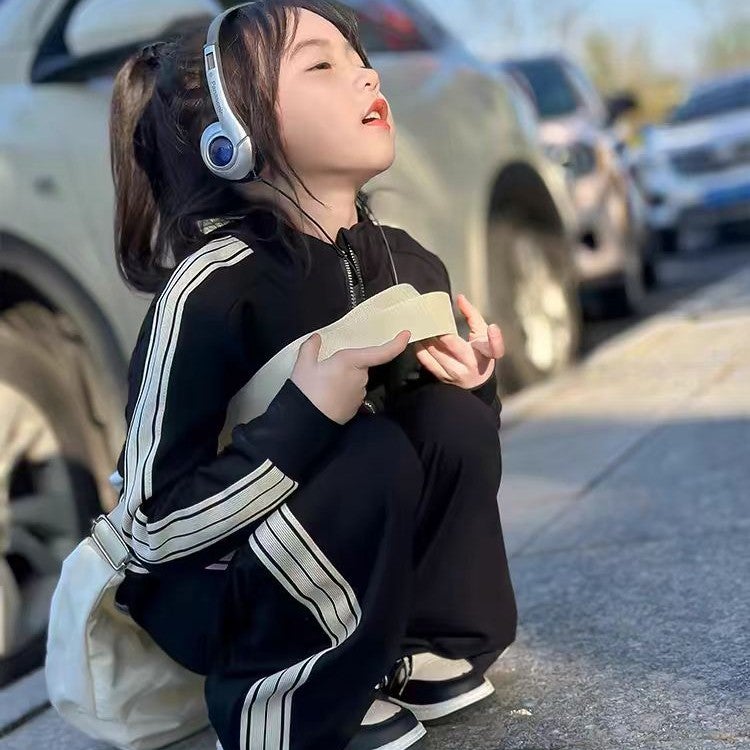 Girls Fall Outfit 2024 Trendy Sports Set Black suit 