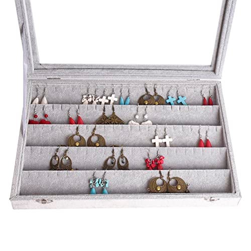 AUTOARK Ice Velvet Clear Lid 55 Pairs Earring Tray Showcase Display Organizer,AJ-024 - Image 5