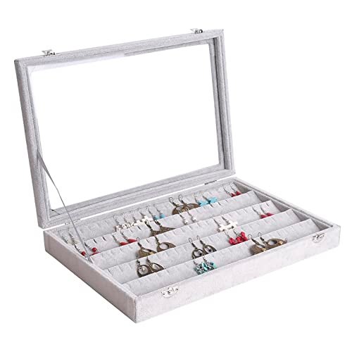 AUTOARK Ice Velvet Clear Lid 55 Pairs Earring Tray Showcase Display Organizer,AJ-024 - Image 3
