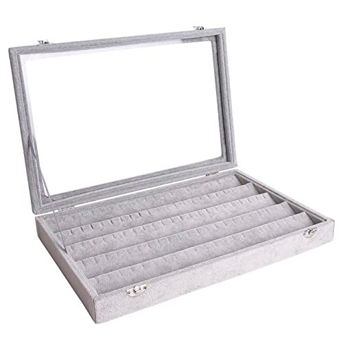 AUTOARK Ice Velvet Clear Lid 55 Pairs Earring Tray Showcase Display Organizer,AJ-024 - Image 2