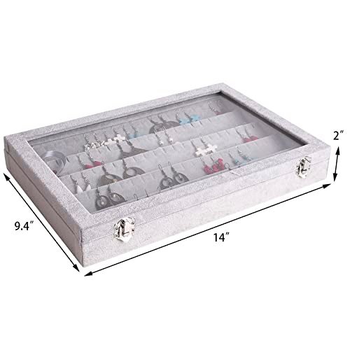 AUTOARK Ice Velvet Clear Lid 55 Pairs Earring Tray Showcase Display Organizer,AJ-024 - Image 4