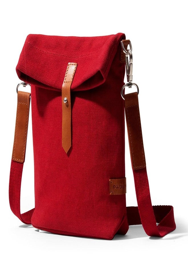 DailyObjects Unisex Scout Sling Crossbody Bag| Solid Crimson Red Canvas Purse With Internal & External Pockets| Leather Cufflink Closure With Adjustable Cotton Strap| Storage Space For Essentials - Image 1