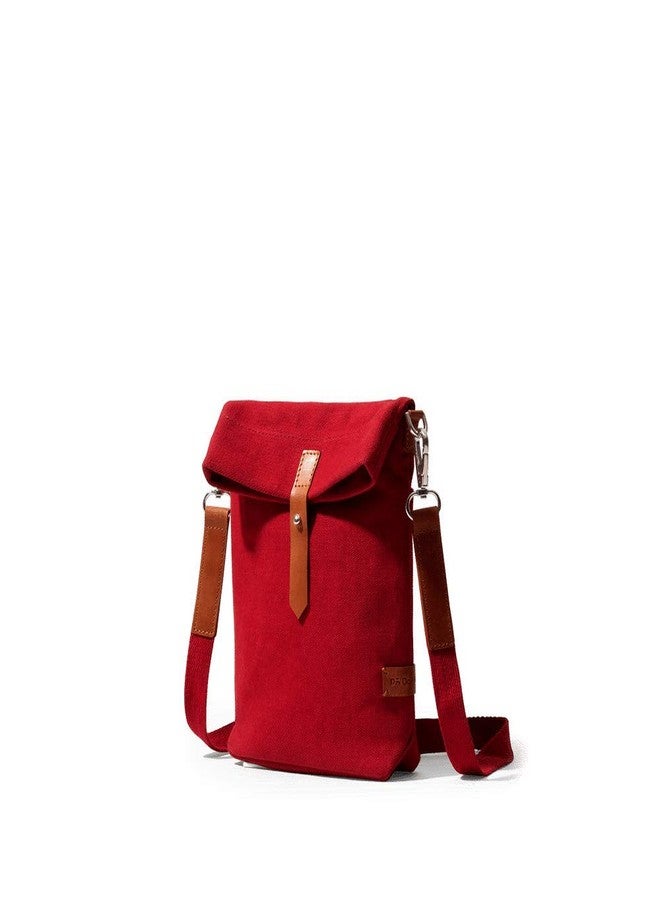 DailyObjects Unisex Scout Sling Crossbody Bag| Solid Crimson Red Canvas Purse With Internal & External Pockets| Leather Cufflink Closure With Adjustable Cotton Strap| Storage Space For Essentials - Image 5