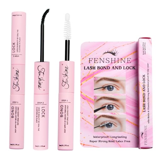 fenshine فنسين لاش بوند و سيل، تمديدات رموش فردية، لاصق رموش قوي جداً، مقاوم للماء، خالي من اللاتكس، لاصق فرشاة الماسكارا - Image 1